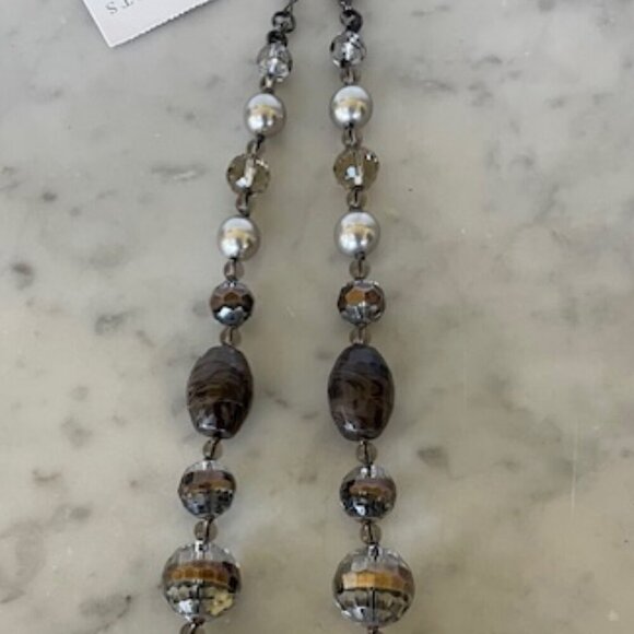 TALBOTS Smoky Gray Silver Beaded 19" Necklace - Picture 7 of 15